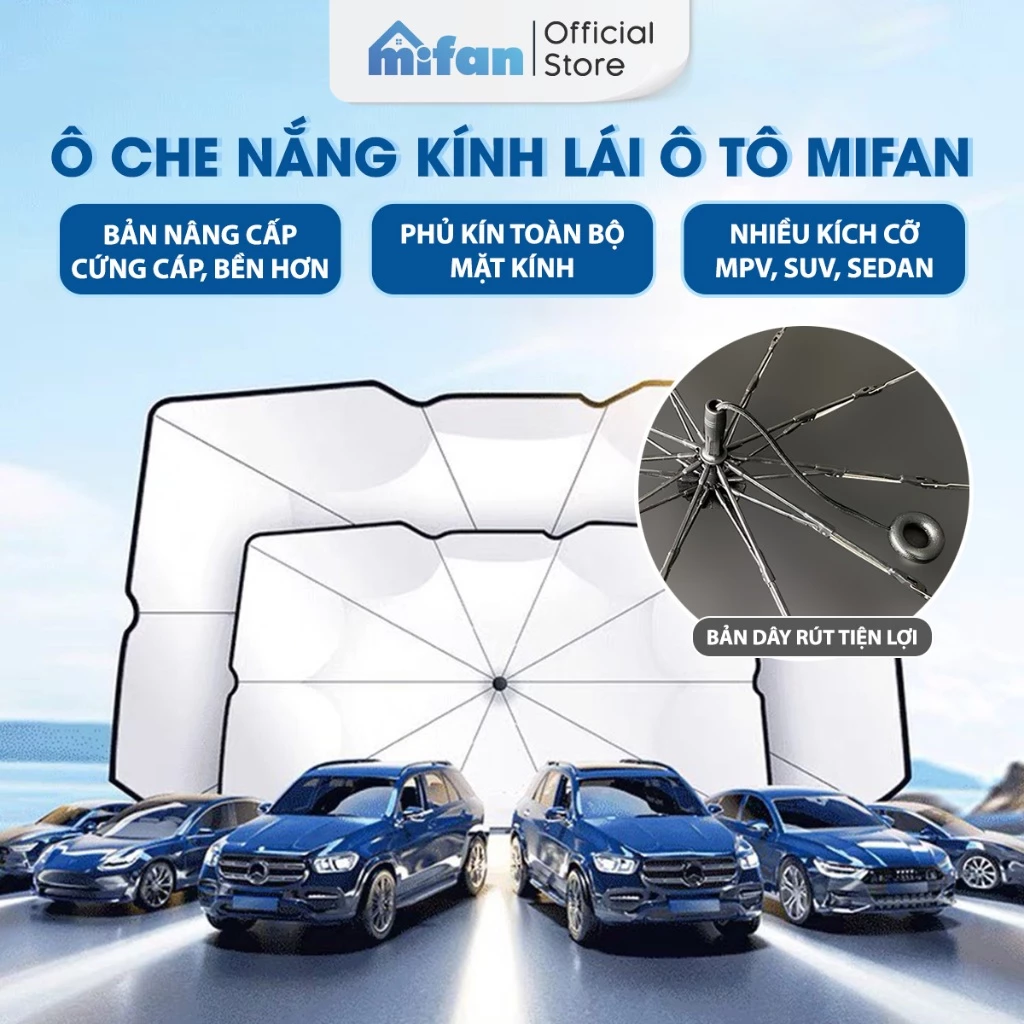 Ô Che Nắng Kính Lái Xe Hơi Ô Tô Cao Cấp MIFAN - Giảm Nóng Bảo Vệ Nội Thất