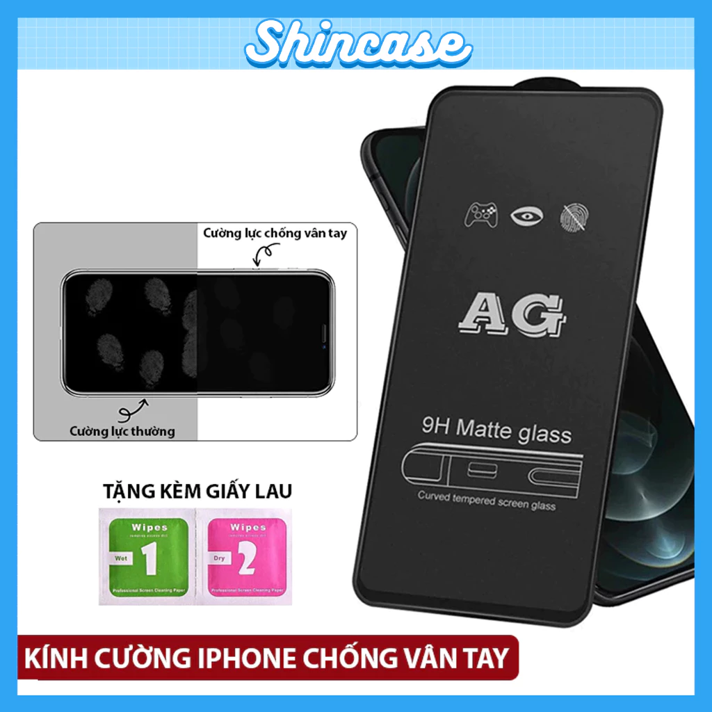Kính Cường Lực iPhone 9D Chống Vân Tay Full Màn - Ốp lưng iP 6/6s/7/8/Plus/X/XS/XR/11/12/13/14/15/16/17Pro/Max/Mini/Air
