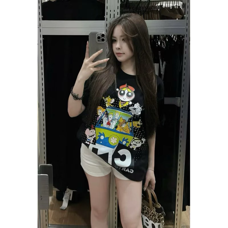 Áo Thun Hoạt Hình Unisex Nam Nữ Chất Vải Cotton 2 Chiều Dày Dặn Hot Trend 2025