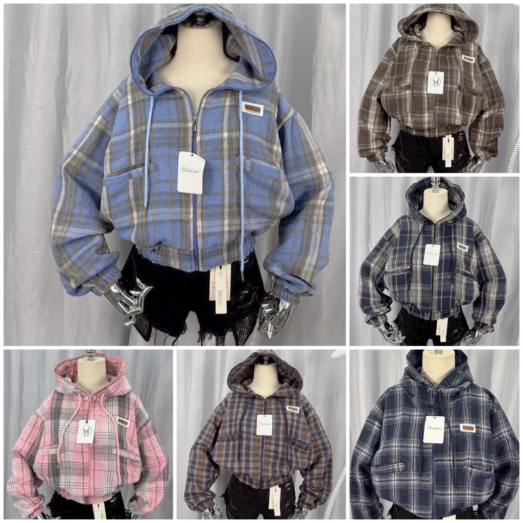 Áo Khoác Sơ Mi Dạ Caro Flannel Phối Nón THÊU LOGO, Tay Dài, Form Rộng Năng Động, Trẻ Trung