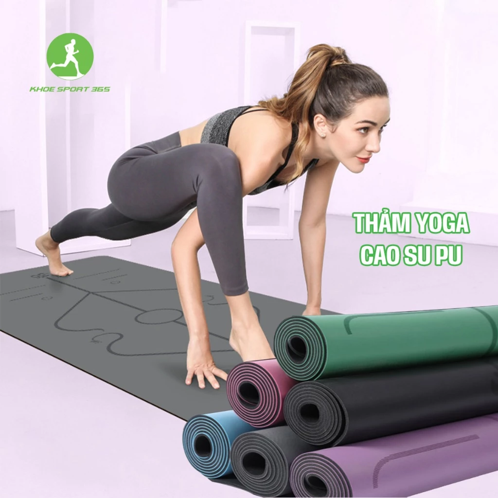 Thảm Yoga Cao Su Pu Thiên Nhiên in Hình Định Tuyến, Kích Thước 183x68 Dày 5mm