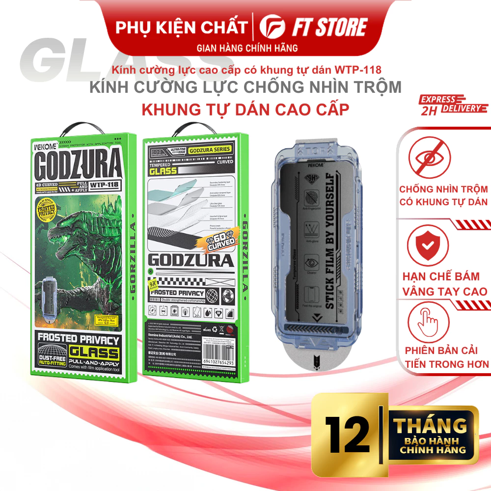 Kính cường lực Chống Nhìn Trộm Godzura WTP-118, Độ cải tiến trong cao hơn, Chống bám vân hiệu quả