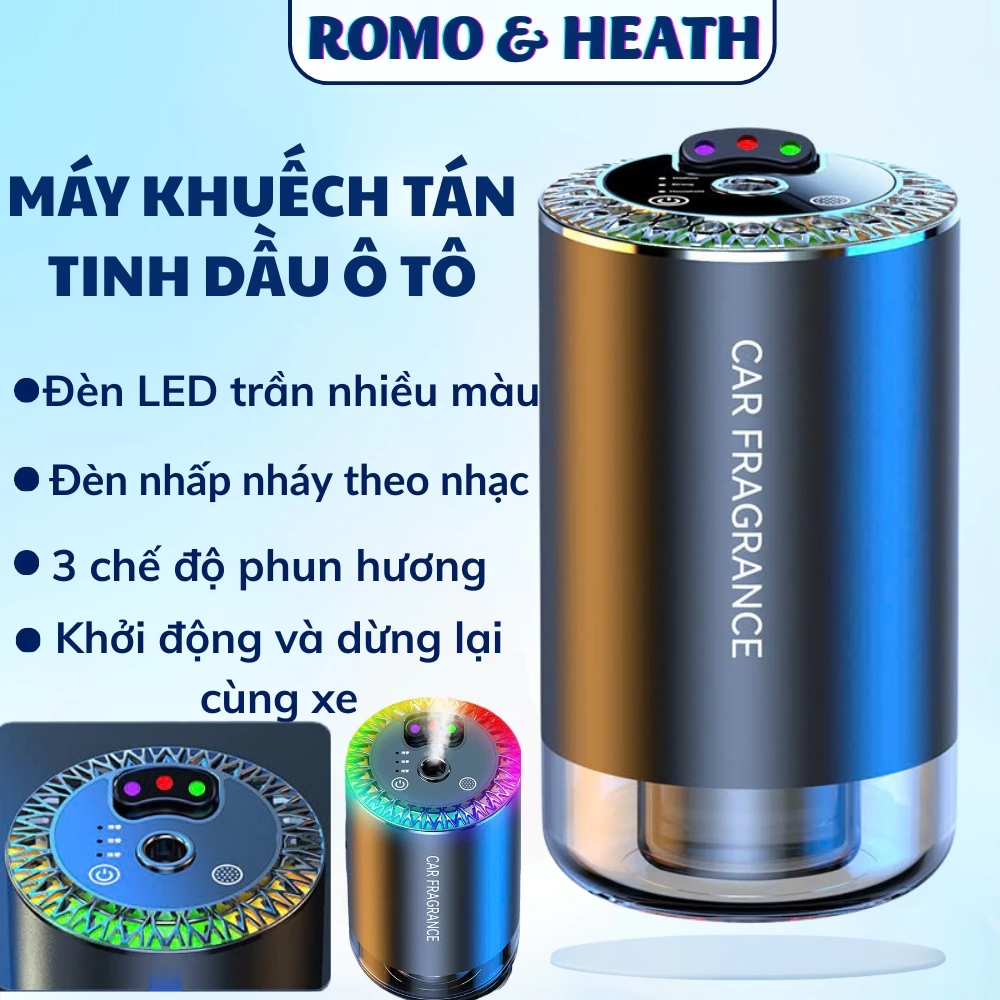 Máy Xông Tinh Dầu Thông Minh Cao Cấp – Đèn Nháy Theo Nhạc, 3 Chế Độ Phun Sương, Khử Mùi Ô Tô, Tự Động Thông Minh