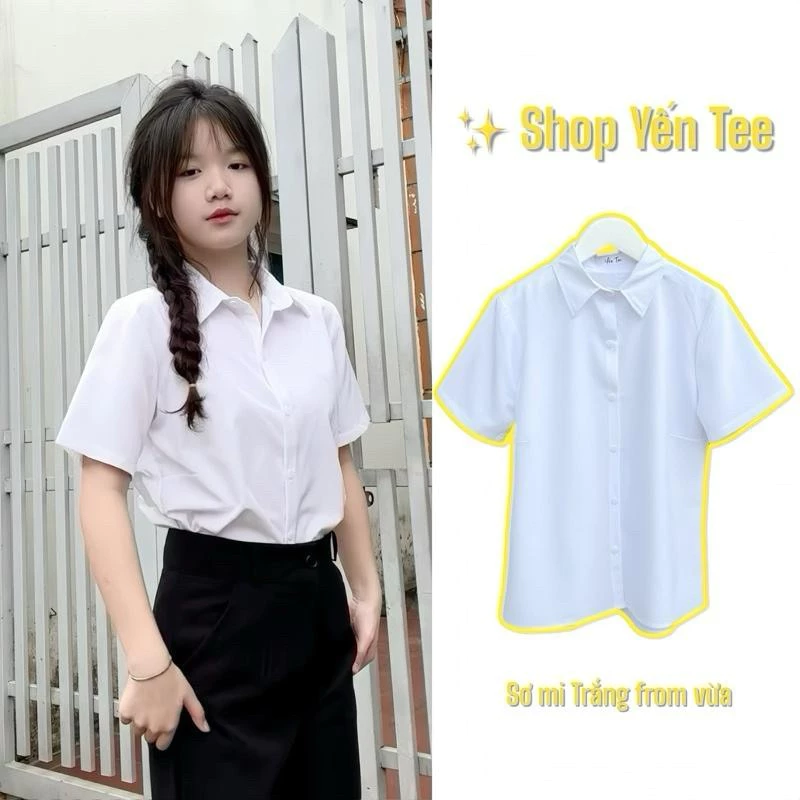 ( 4 mẫu ) Áo sơ mi trắng from vừa dễ mặc Yến Tee ,đồng phục đi học chất mát , không lộ #020
