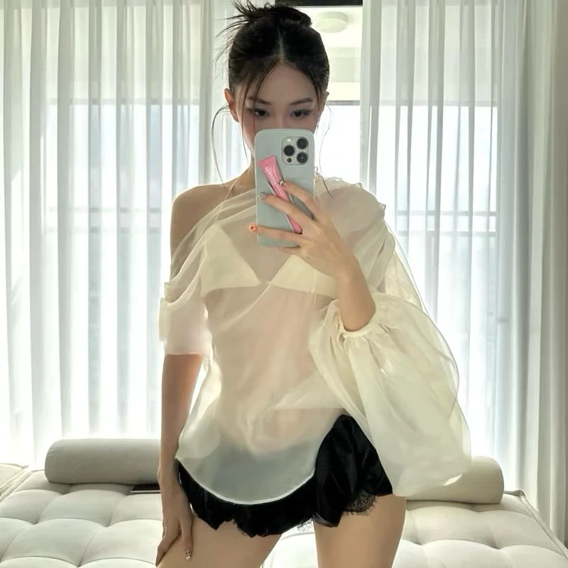 161 - Áo tay phồng trễ vai + áo lót trong cao cấp