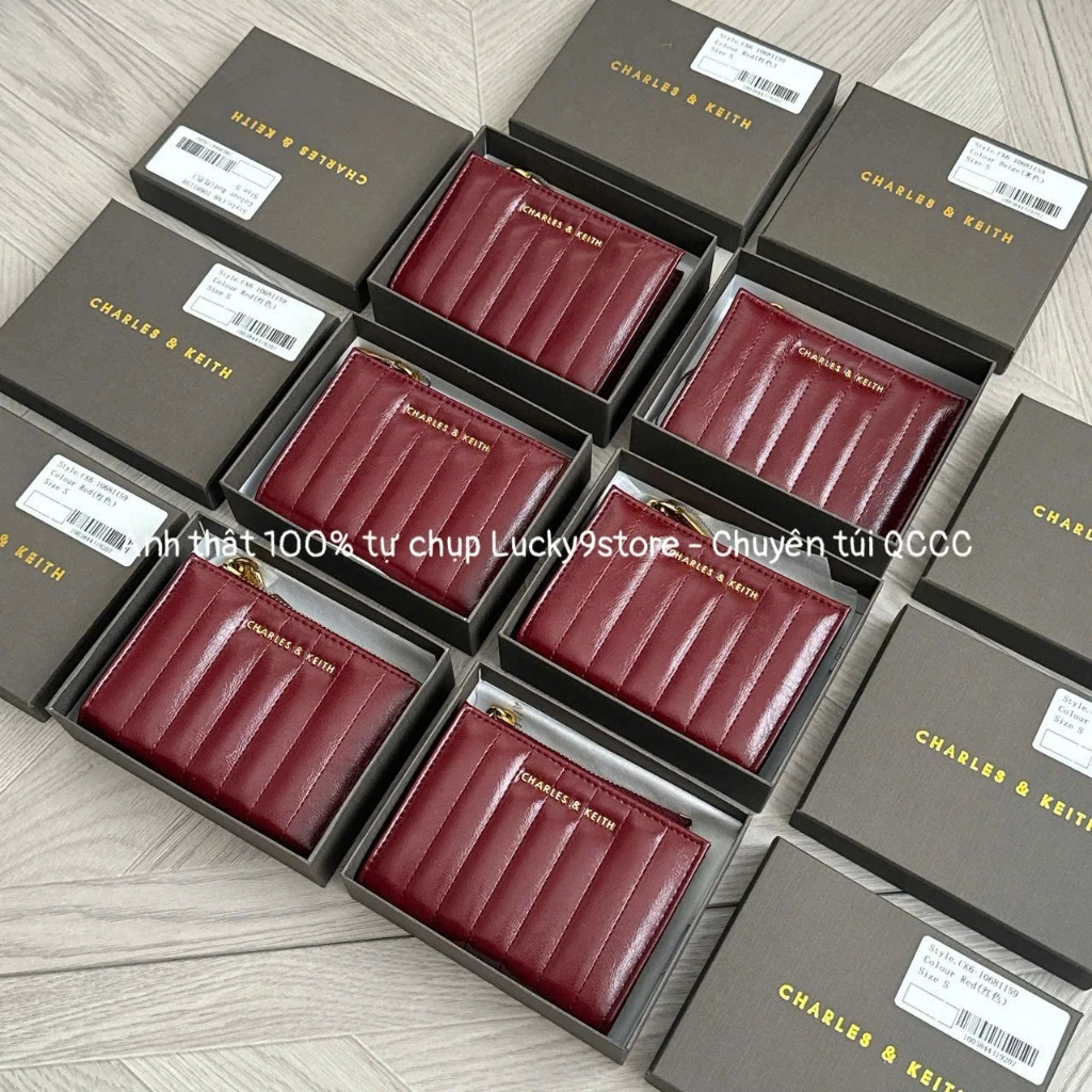 Ví nữ Ví vân sóng da bóng dáng gập size 12 hàng đẹp full box hot trend D095