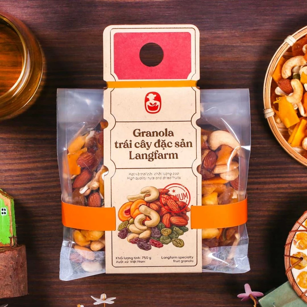 Granola đặc sản Langfarm - Hạt chất lượng, trái cây tuyển lựa, nướng mộc, healthy, eat clean