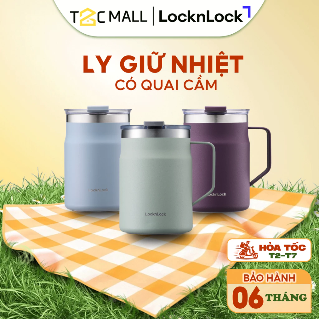 Ly Giữ Nhiệt LocknLock 475ML Nhỏ Gọn Metro Mug Có Quai Cầm Nắp Xoay Chính Hãng LHC4219 T2C Mall