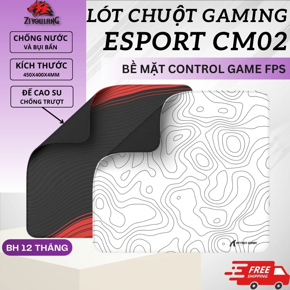 Lót Chuột Gaming ATTACK SHARK CM02 - Chống Nước, Chống Trượt, Đế Cao Su Siêu Mỏng 4mm, Bề Mặt Lớn