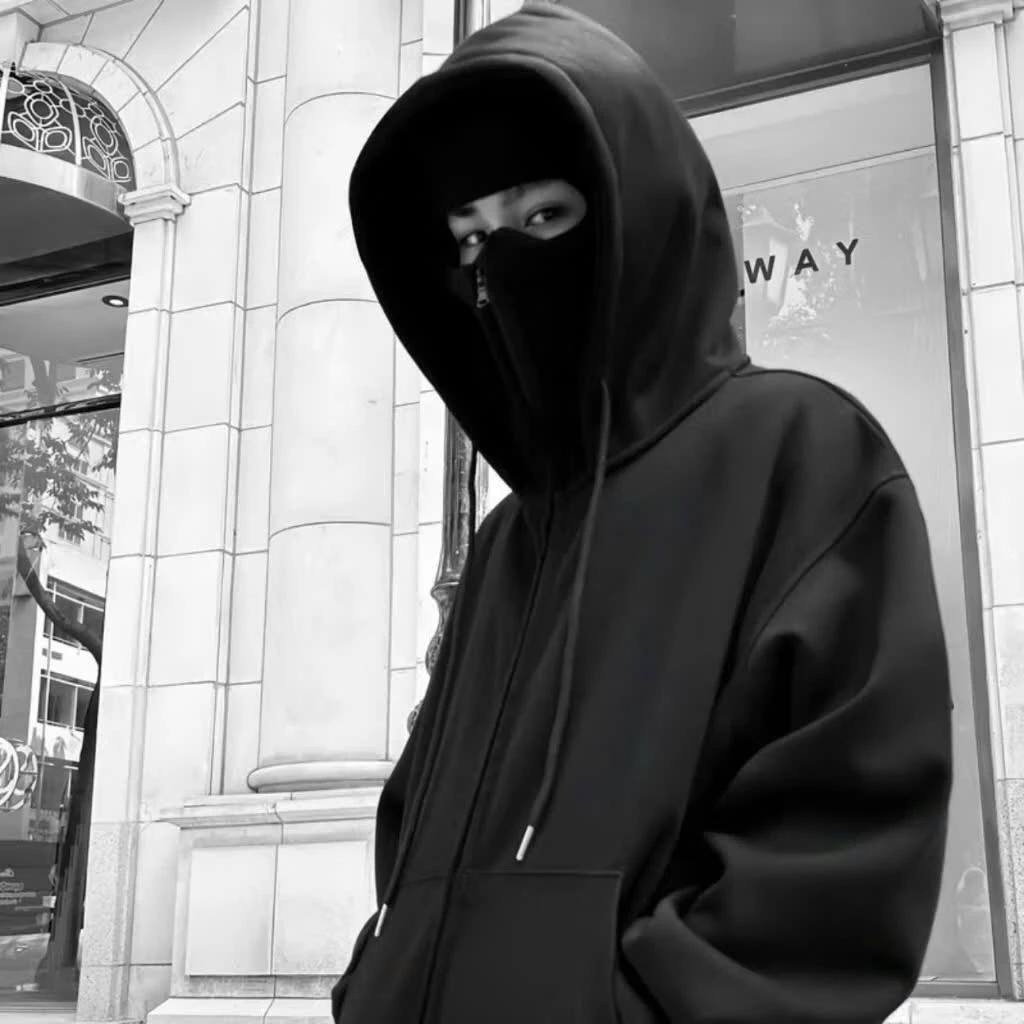 (HCM) Áo Khoác nỉ Hoodie Zip chống nắng có mặt nạ Full Face chất nỉ dày dặn thông thoáng mềm mại