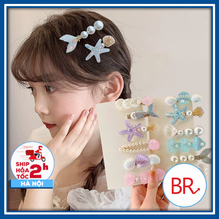 Set 5 kẹp tóc nàng tiên cá dễ thương,xinh xắn -Phụ kiện tóc đi chơi, đi biển hottrend 02865