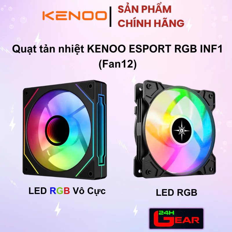 Quạt tản nhiệt / Fan KENOO ESPORT RGB INF1 - LED Vô cực (Fan12) Chính Hãng
