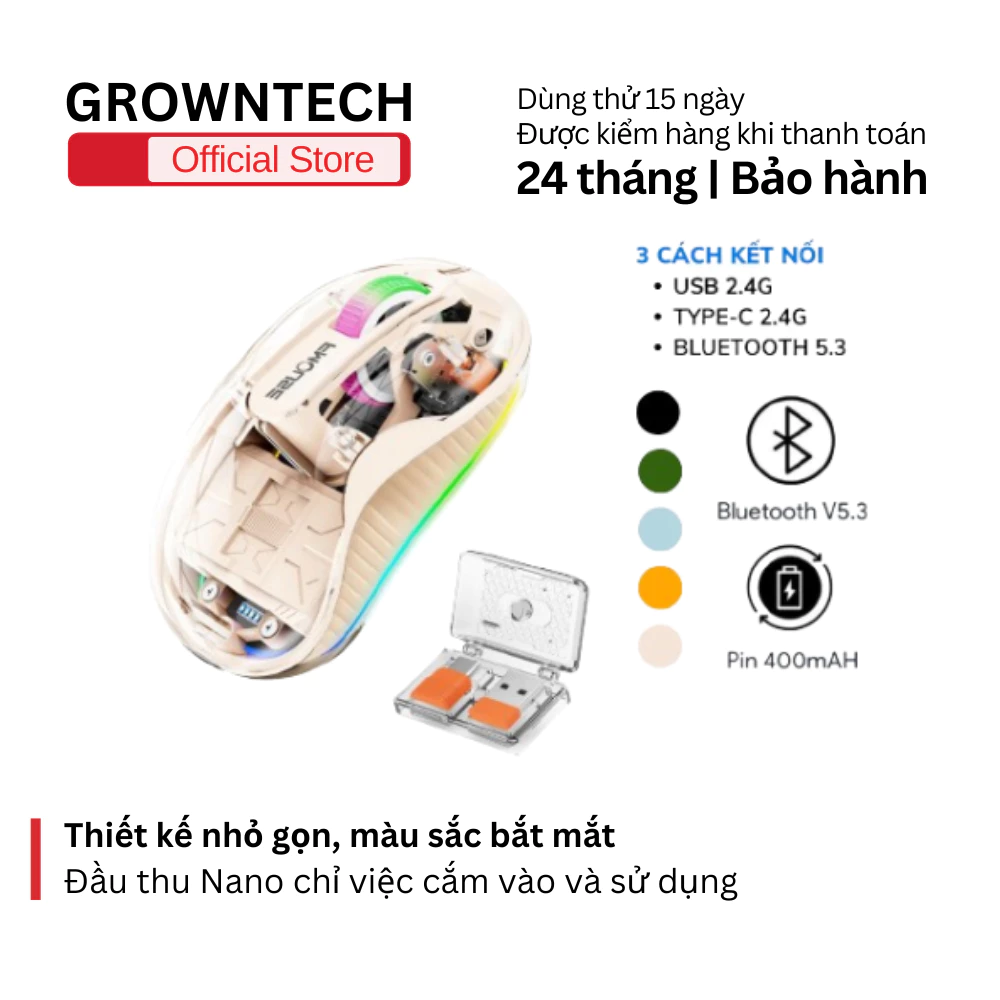 Chuột không dây M333 kết nối bluetooth - usb 2.4ghz, nhỏ gọn, phù hợp pc laptop, bền và đẹp