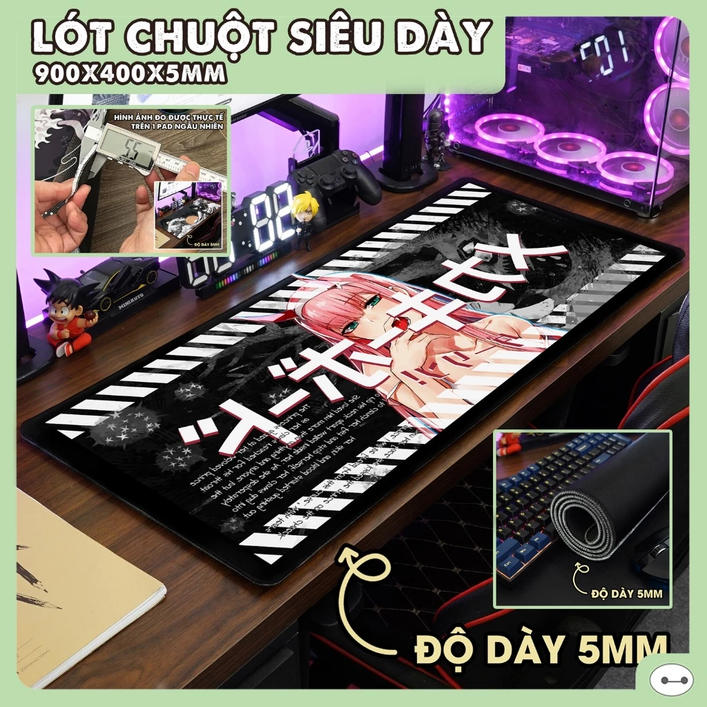 LÓT CHUỘT CỠ LỚN PHIÊN BẢN SIÊU DÀY ĐẶC BIỆT 900X400X5MM LẮC ĐẦU