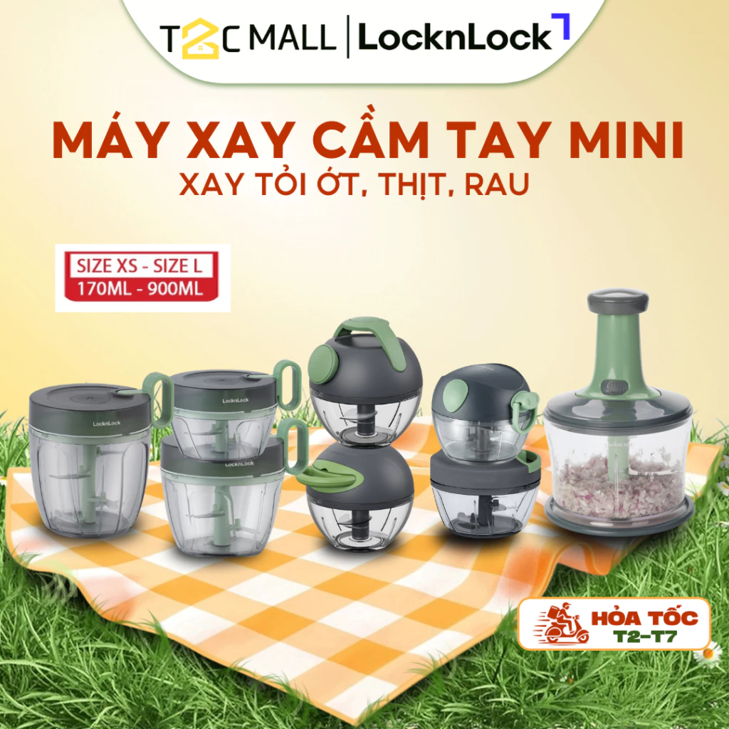 Dụng Cụ Xay Tỏi Ớt Cầm Tay LocknLock Cối Xay Cầm Tay Nhiều Dung Tích Màu Xanh Lá Cao Cấp T2C Mall