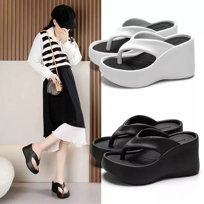 Dép Xỏ Ngón Nữ Đế Cao 9cm Tôn Dáng, Dép Tông Đi Biển Độn Đế Chống Trượt Size 35-40 Bách Hóa GiayDep. Store