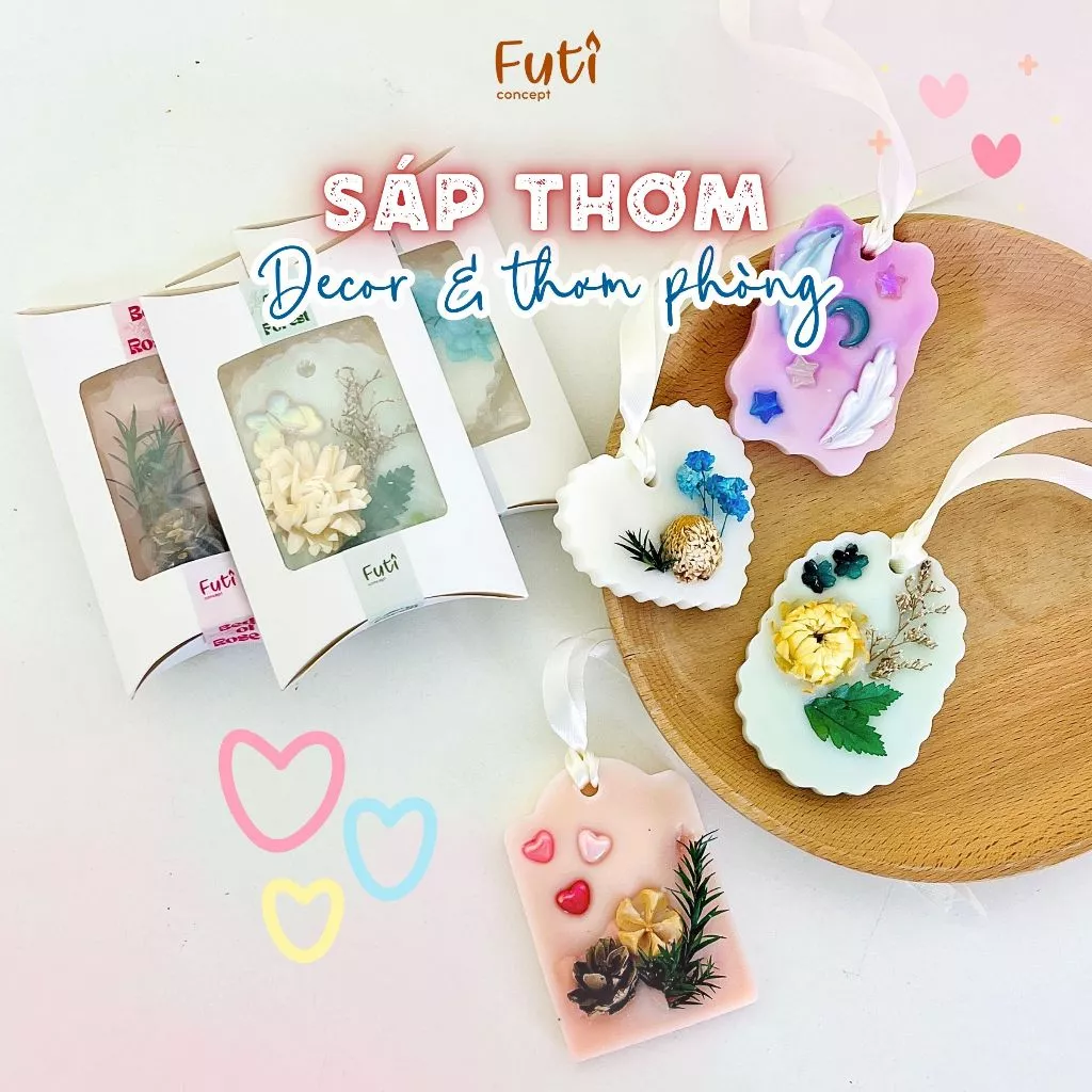 Sáp Thơm Tinh Dầu Cao Cấp, Sáp Thơm Topping Hoa Khô Xinh Xắn, Quà Tặng Sự Kiện, Dịp Đặc Biệt