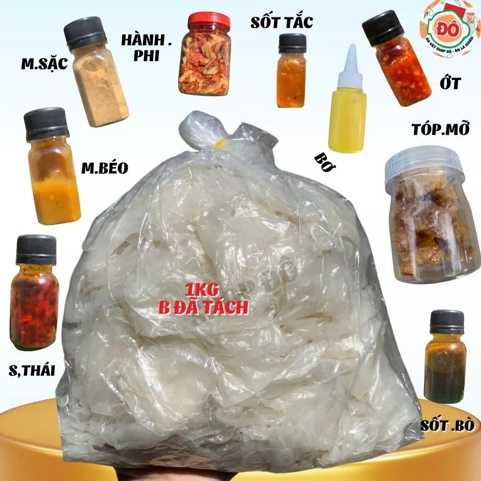 Combo 1kg bánh tráng phơi sương rìa ủ bơ mềm dẻo + sa tế + muối nhuyễn shop đô