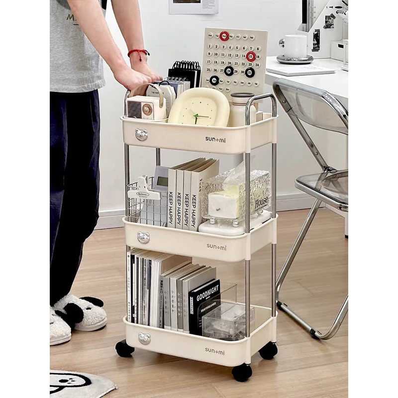Kệ đựng đồ 3 tầng hình gấu có bánh xe đẩy tiện lợi