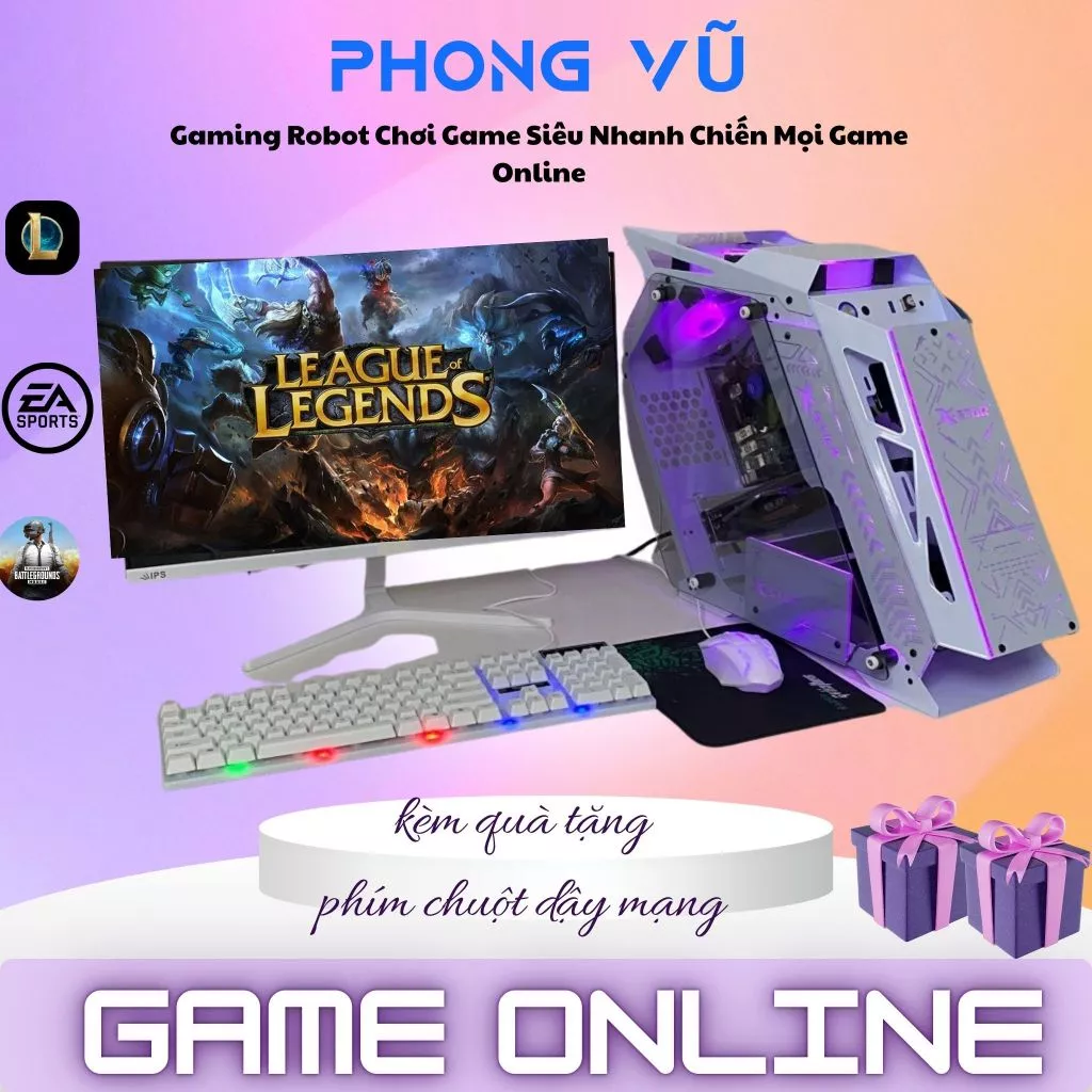 Bộ PC Gaming Robot Led X-Star Core i5 i7, Ram 8Gb, SSD 256Gb, Card rời 1xxx Chiến Mọi Thể Loại Game Online pc PhongVu