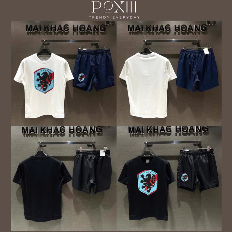 Set Cộc Tay Hoạ Tiết Sư Tử KNVB Quần Gió Kèm Lưới Form Chuẩn SC - Bộ Quần Áo Cộc Nam Nữ Vải Thoáng Mát