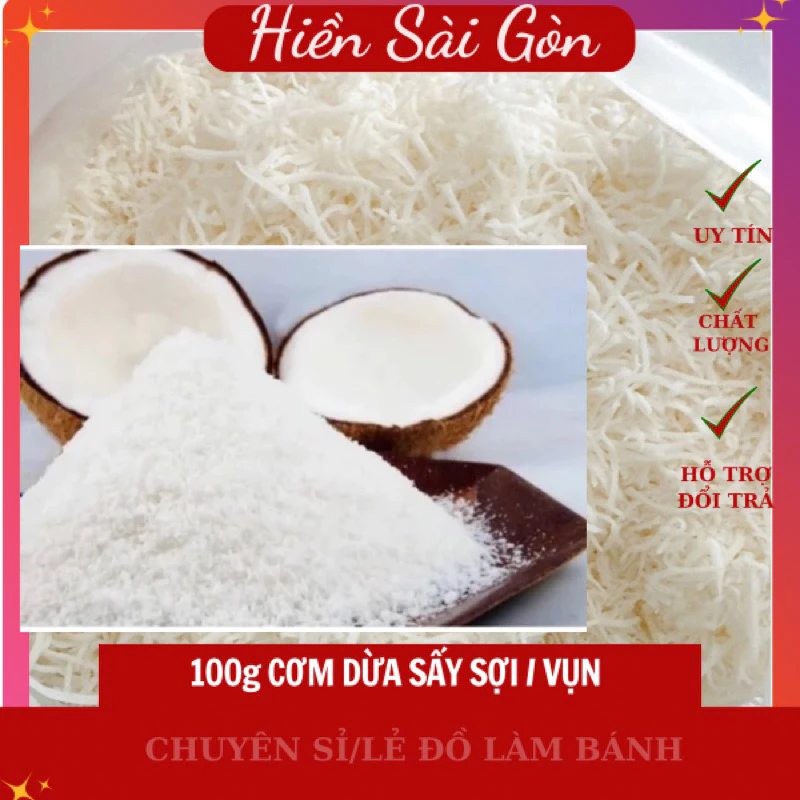cơm dừa sấy khô, cơm dừa mịn, sấy sợi 100g