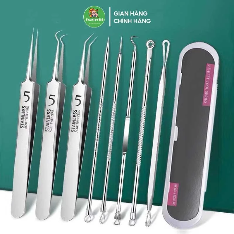 Nhíp Gắp Mụn Đầu Đen, Cây Nặn Mụn Cao Cấp Bộ Nặn Mụn Chuyên Nghiệp - Dụng Cụ Lấy Mụn