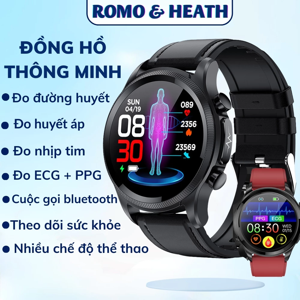 Đồng Hồ Đo Đường Huyết Không Xâm Lấn – Đồng Hồ Thông Minh Theo Dõi Sức Khỏe, Huyết Áp, Oxy Máu, Nhịp Tim, Thể Thao