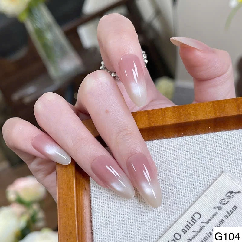 G104 - nail mắt mèo trơn móng thạch ombre bộ 30 móng xinh nhẹ nhàng mẫu mới đi chơi trung thu, tiệc cưới 2026