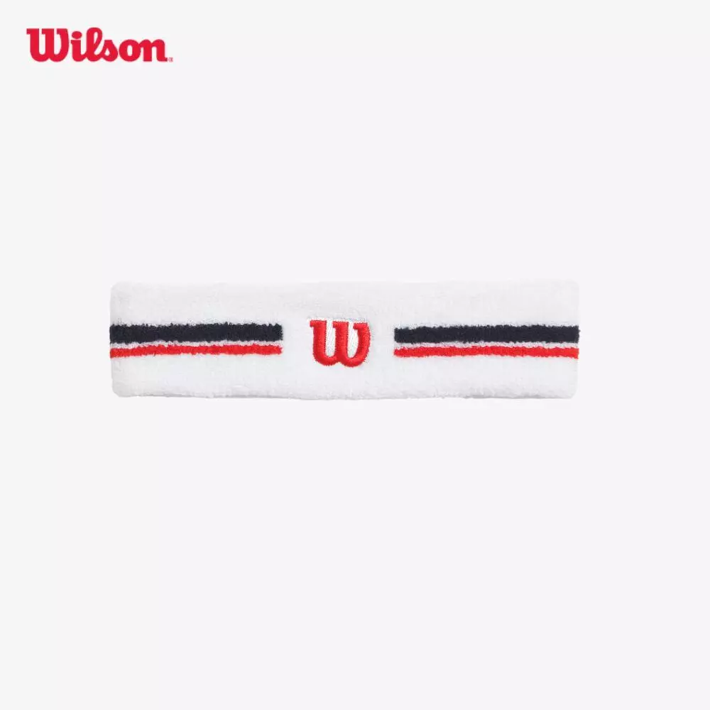 Wilson Unisex Stripe Headband Bright White Băng Trán Thể Thao WU00065411