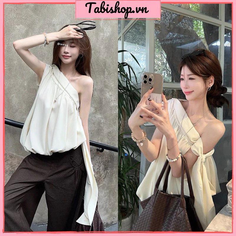 Áo lệch vai form bí mặc được 2 kiểu lạ mắt TABISHOP Áo kiểu nữ dễ phối đồ(137)