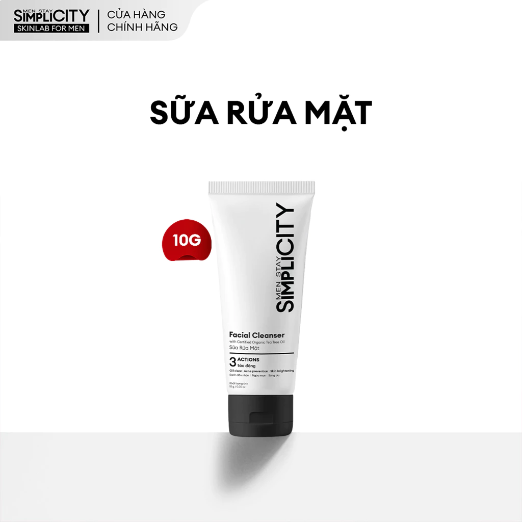 [QUÀ TẶNG KHÔNG BÁN] Sữa rửa mặt cho nam sạch dầu nhờn ngừa mụn Men Stay Simplicity Facial Cleanser 10g