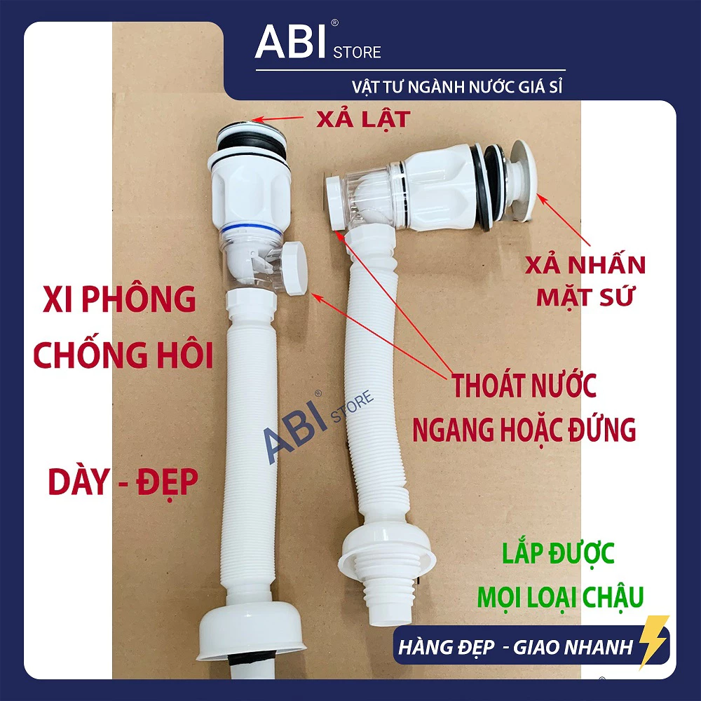 Xi phông lavabo chống hôi xả lật, xả nhấn cao cấp cho mọi loại chậu, Bộ xi phông thoát nước chậu rửa mặt