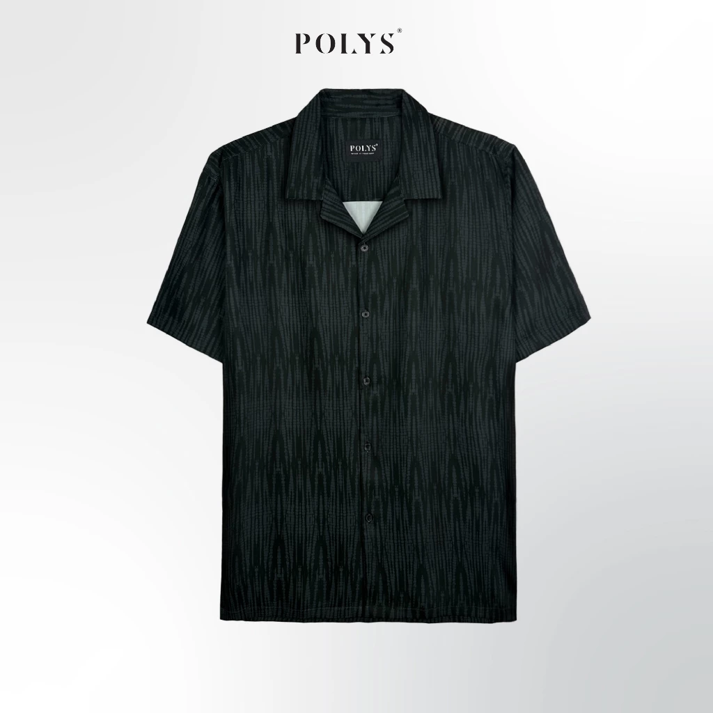 Áo sơ mi nam POLYS, Vải Lụa co giãn 4 chiều, mềm mịn, thoáng khí Sơ Mi Họa Tiết BLACK STRIPE