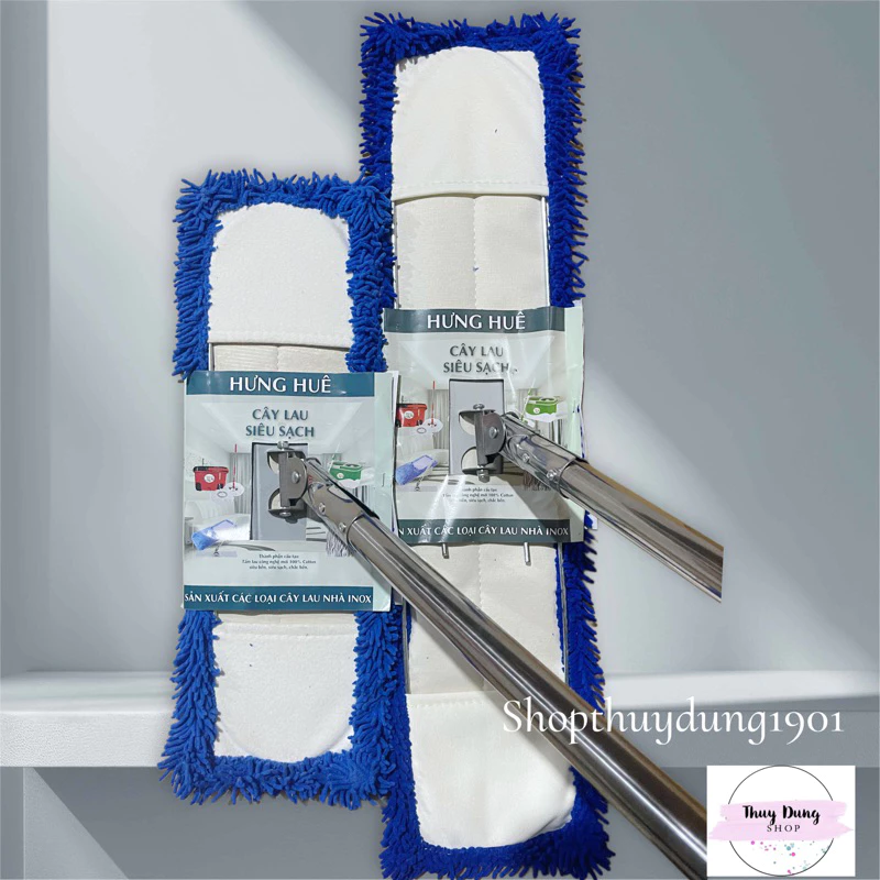 (Bảo hành cong gãy hỏng) Chổi lau nhà công nghiệp 60cm, 45cm chính hãng Hưng Huê. Tấm lau san hô rời Microfiber