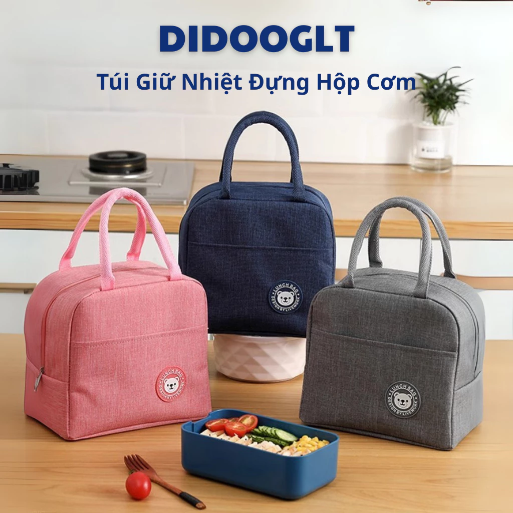 Túi Giữ Nhiệt Đựng Hộp Cơm Didooglt Chống Thấm Nước Chất Liệu Vải Polyester, Giữ Nhiệt Tốt