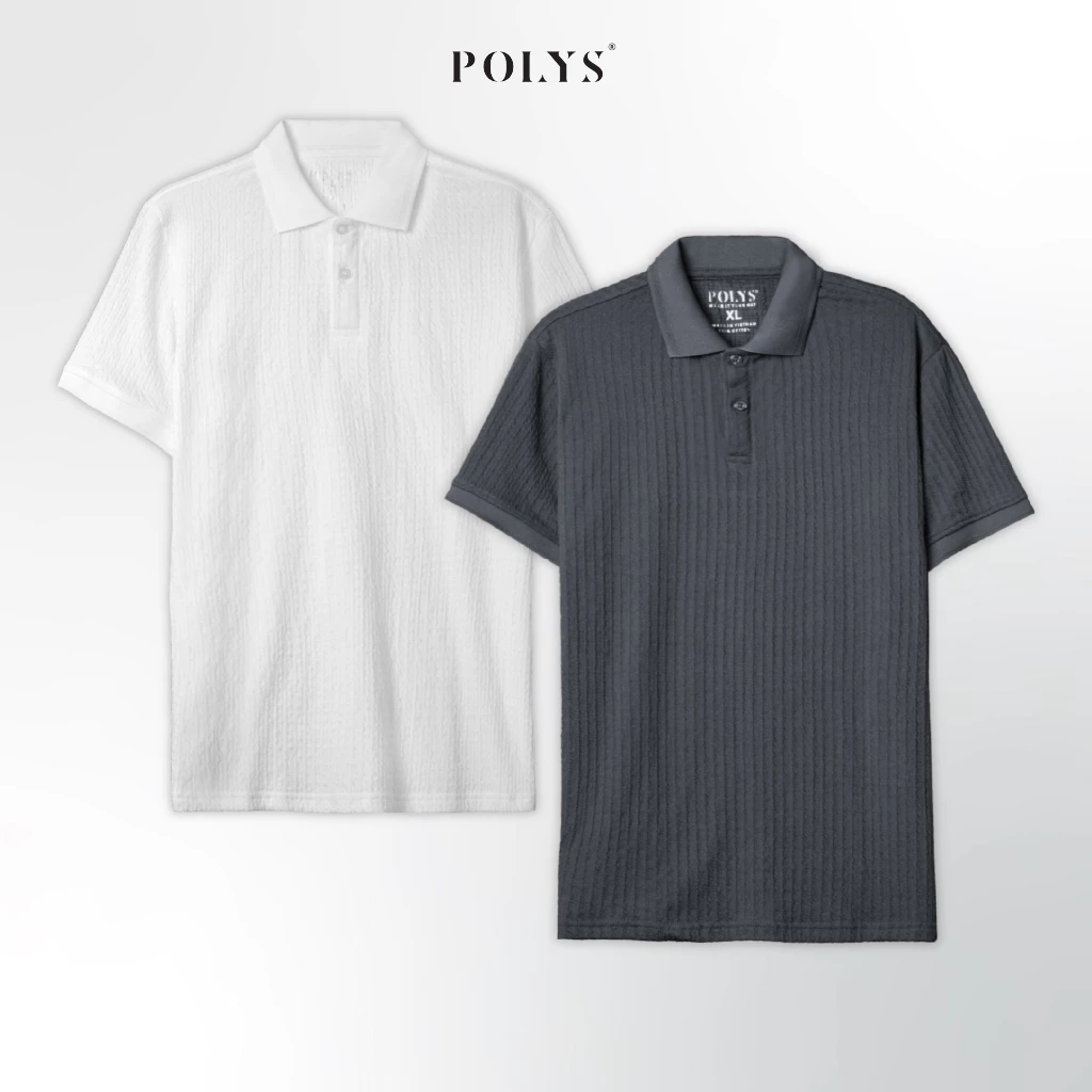 Áo Polo Nam Trắng Đen POLYS Thun Dệt 4 Chiều, Form Regular, Áo Thun Polo RAPHAEL