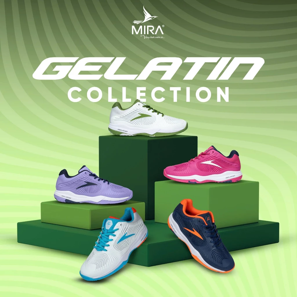 Giày cầu lông, giày Pickleball Mira GELATIN bền đẹp êm chân bám sân tốt