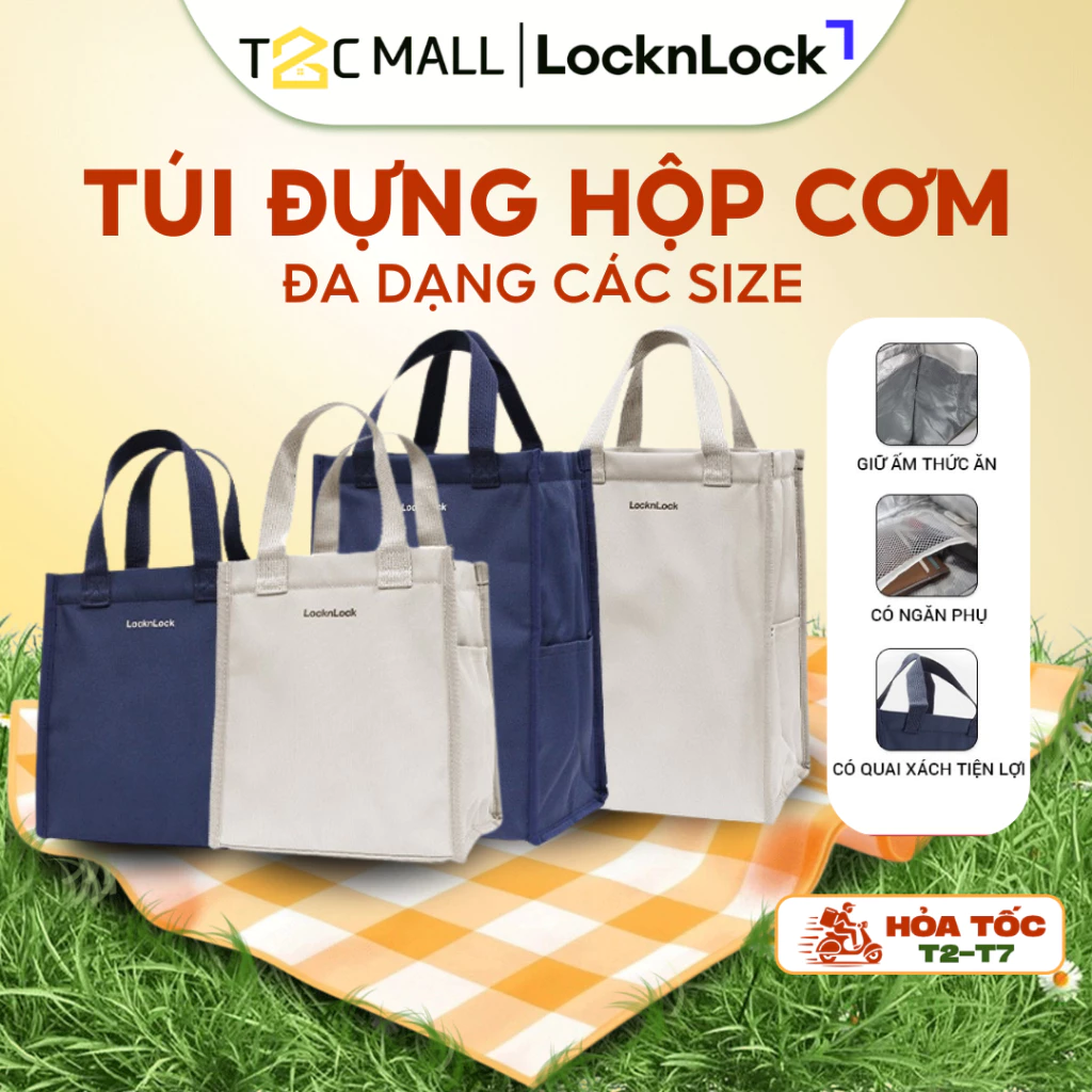 Túi Đựng Cơm LocknLock Đựng Hộp Cơm Giữ Nhiệt Hộp Cơm Văn Phòng 22cm và 32cm HWB820, HWB821 T2C Mall