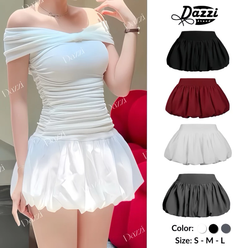 Chân váy bí phồng DAZZI form ngắn hack dáng [V01]