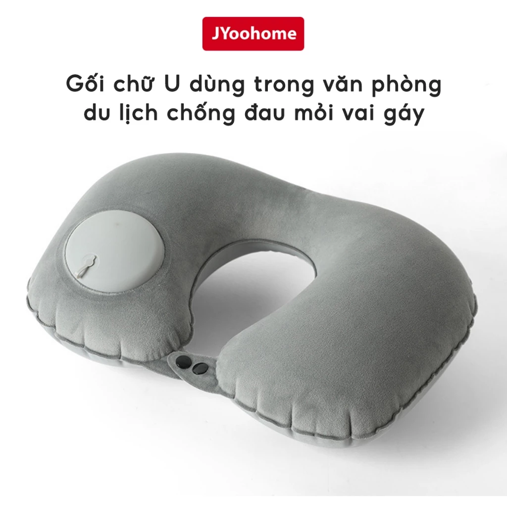 Gối Kê Cổ Chữ U Bơm Hơi Du Lịch JYoohome Gối Ngủ Văn Phòng Chống Đau Mỏi Vai Gáy Gấp Gọn Tiện Lợi