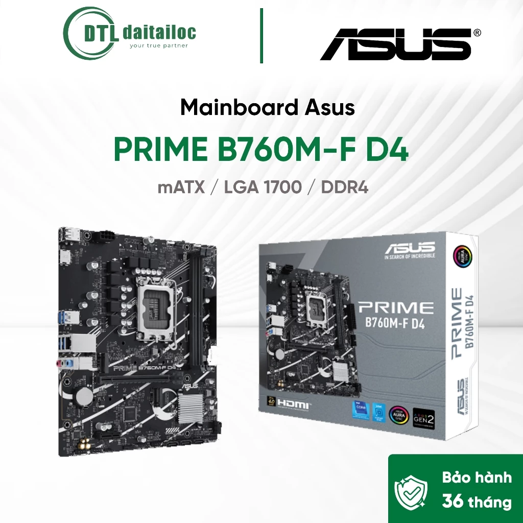 MAINBOARD ASUS PRIME B760M-F D4 mATX / LGA 1700 / DDR4 | Chính Hãng | Bảo Hành 36 tháng