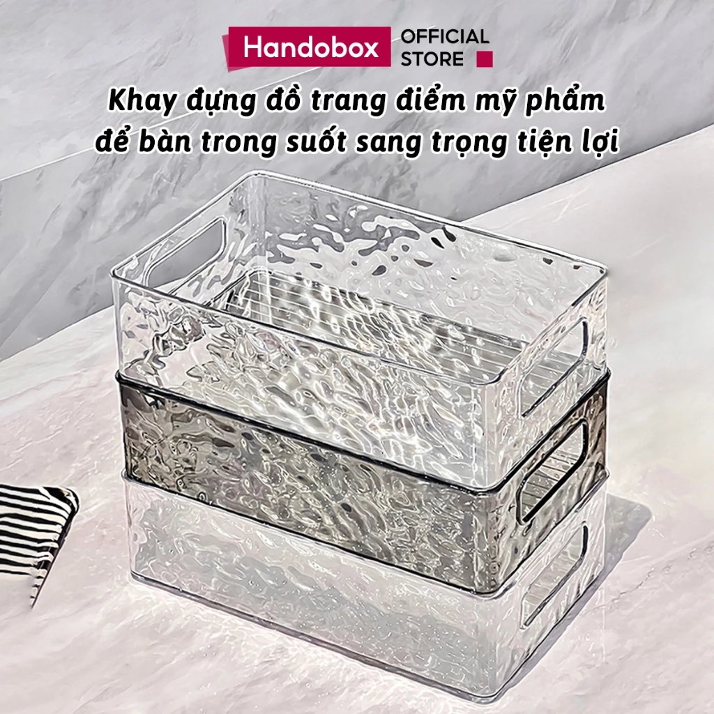 Khay Đựng Đồ Để Bàn Trong Suốt Handobox Khay Nhựa Acrylic Đựng Mỹ Phẩm Đồ Trang Điểm Tiện Lợi