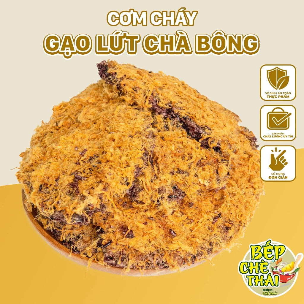 Cơm cháy gạo lứt siêu chà bông bếp chè thái cơm cháy đáy nồi túi 500gr / mua 1kg tặng chai sốt