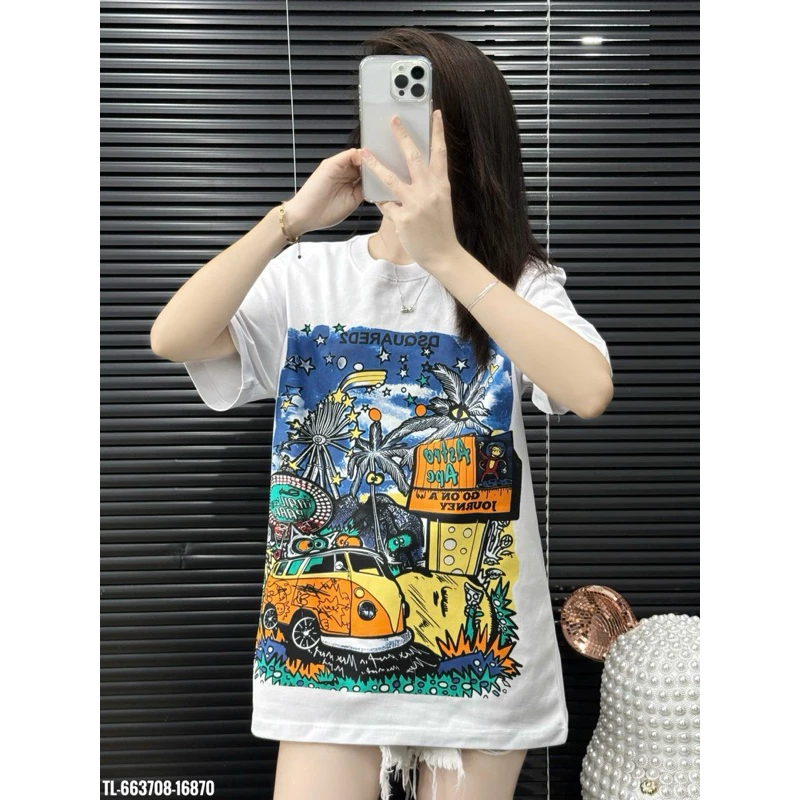 Áo Thun Cây Dừa-Ô Tô Unisex Nam Nữ Chất Vải Cotton 2 Chiều Dày Dặn