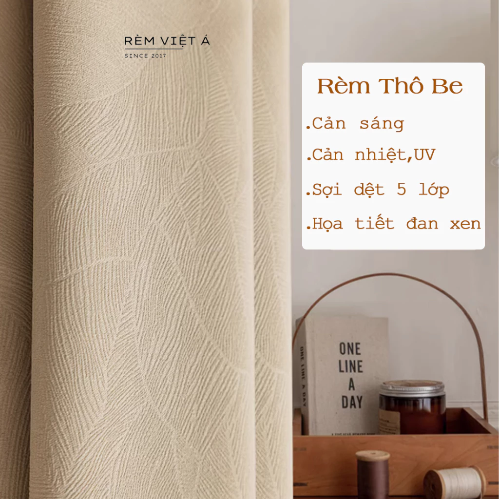 Rèm Màu Be - Họa Tiết Đan Xen, Tinh Tế, Sang trọng, Trang Trí Phòng Ngủ Phòng Khách, Cản Sáng 98% - Cản Tia UV