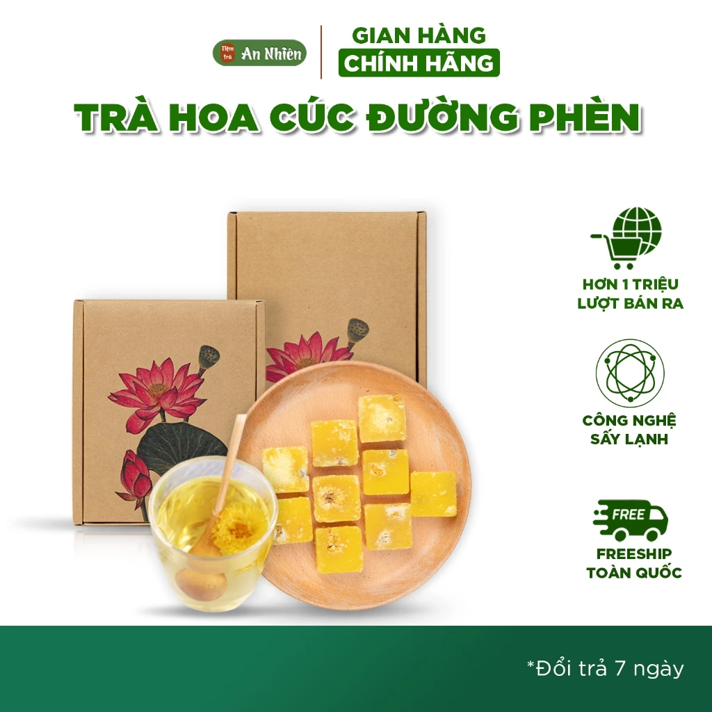 Trà hoa cúc đường phèn mật ong An Nhiên, set trà  thanh nhiệt, giải độc, mát gan, Nguyên liệu thiên nhiên