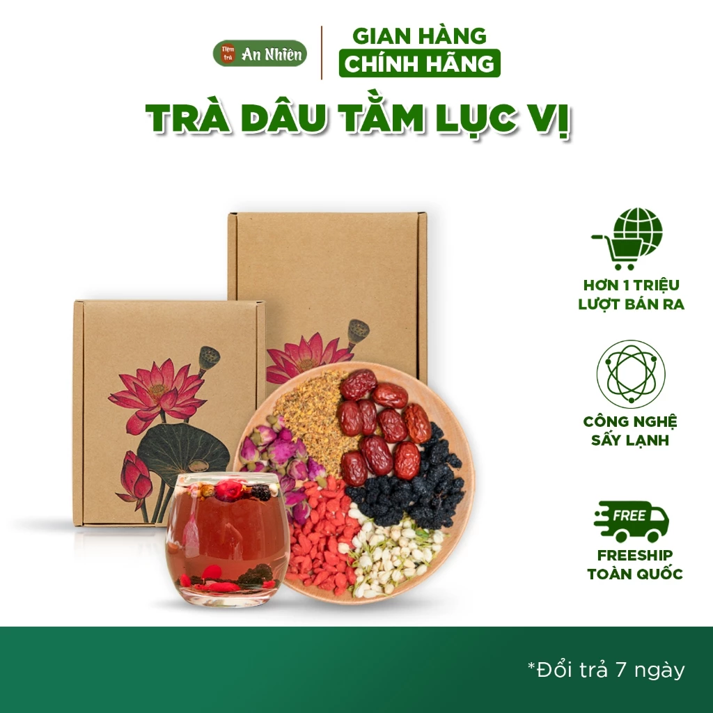 Trà dâu tằm lục vị An Nhiên thanh nhiệt detox cơ thể, Nguyên liệu thiên nhiên, sấy lạnh