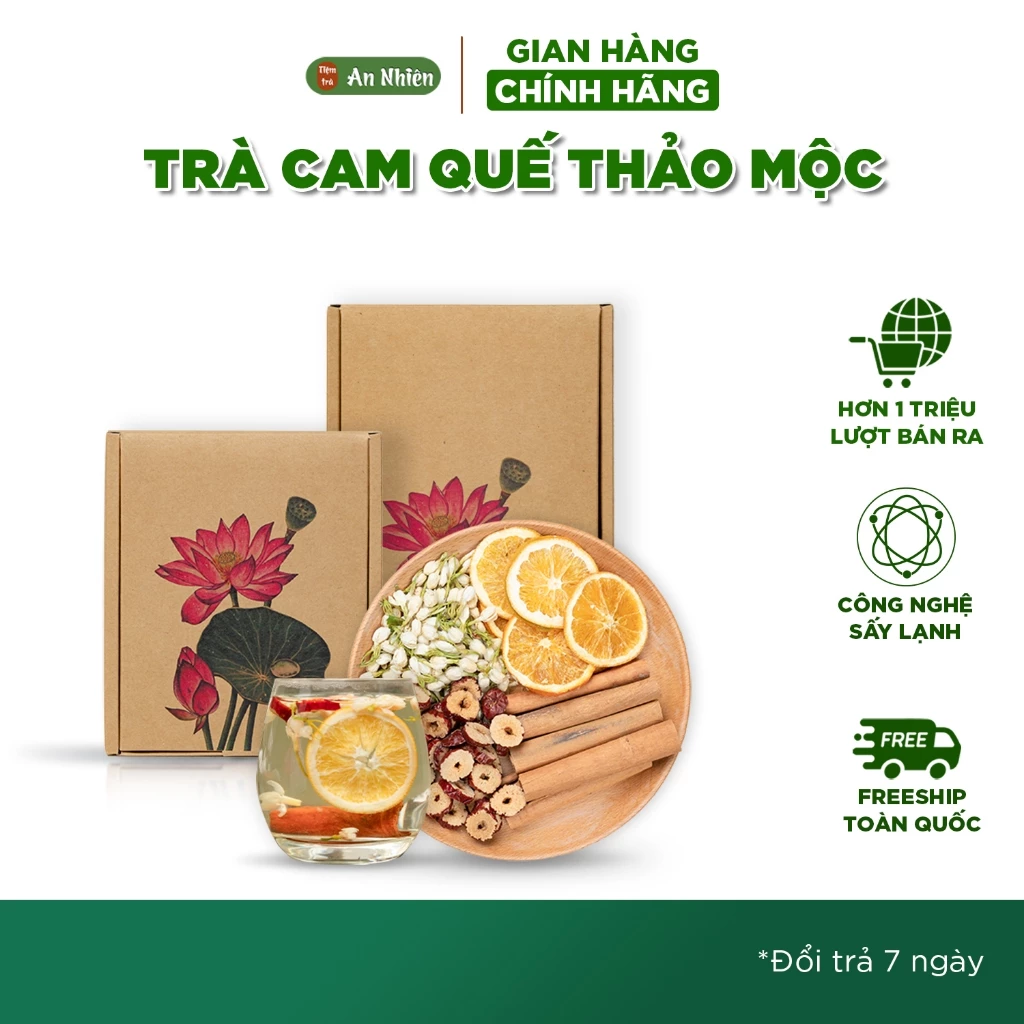 Trà cam quế thảo mộc táo đỏ nụ nhài An Nhiên giữ ấm thư giãn, Nguyên liệu thiên nhiên, sấy lạnh