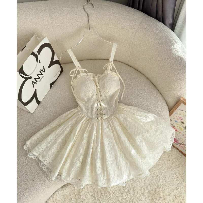 Đầm Kiểu Xoè Đan Dây Màu Kem Anna - Hyna Dress